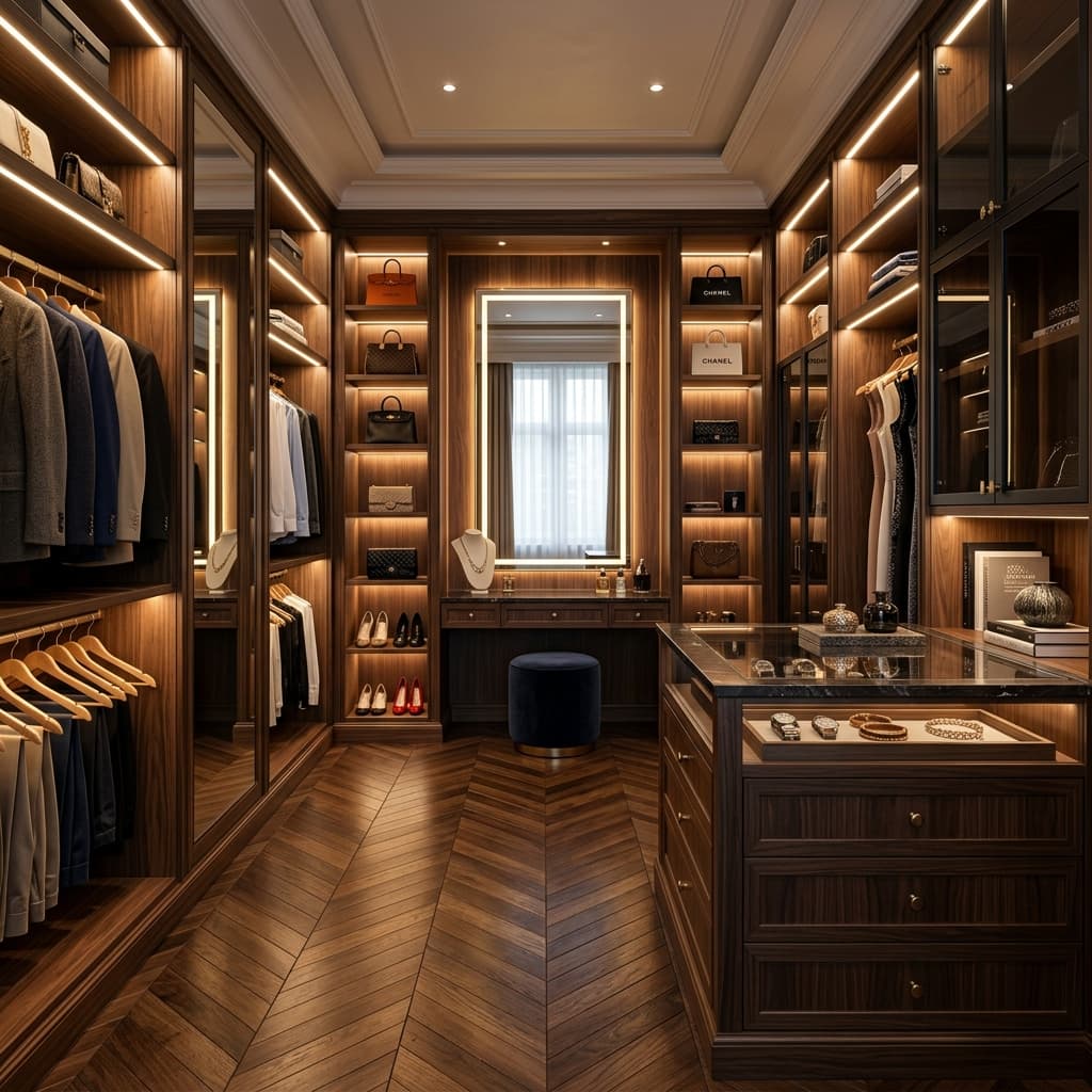 Dormitorio Principal Suite - Vestidor a Medida y Parquet de Nogal Seleccionado